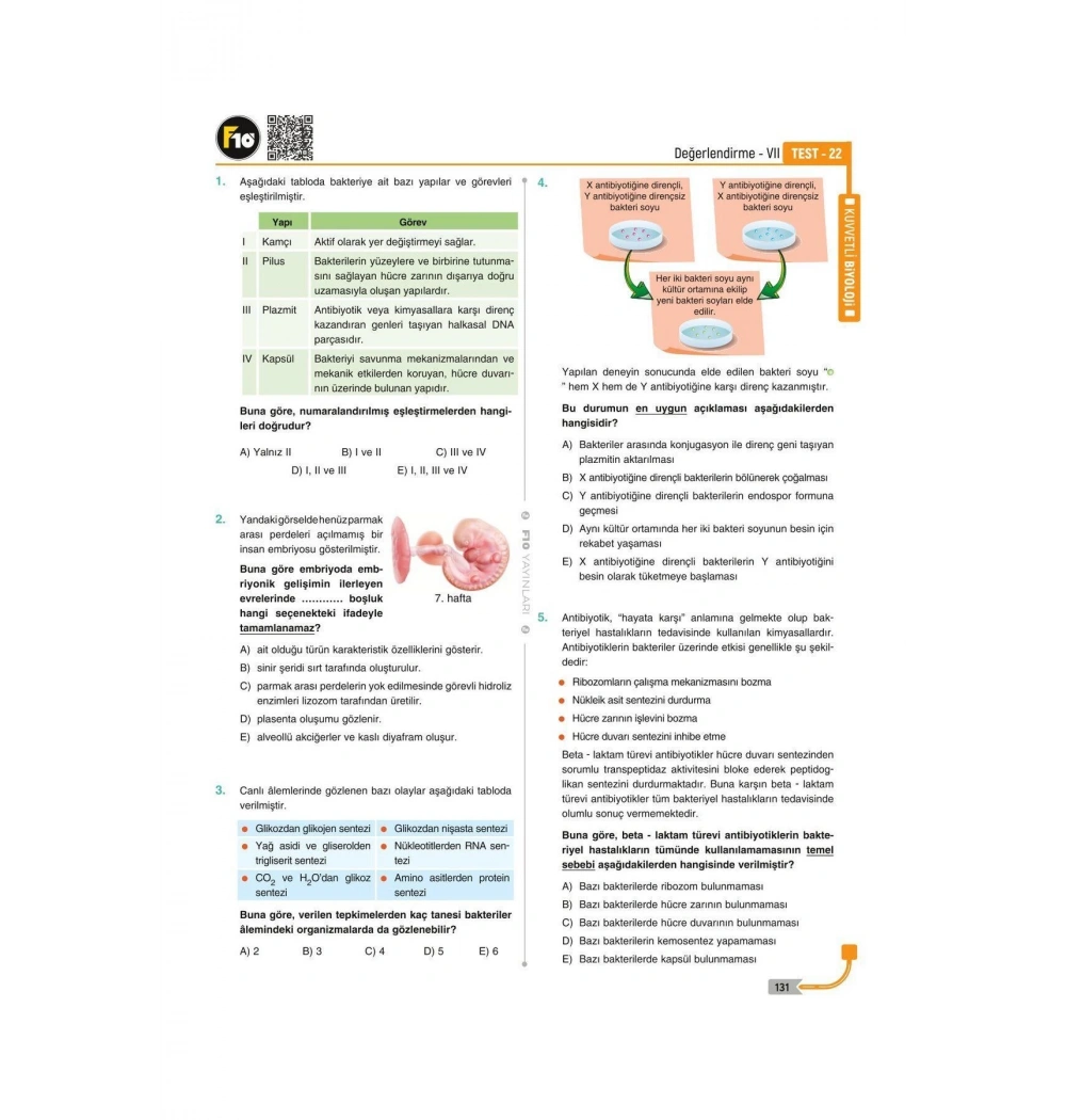 Dilek Hocayla 32 Günde Biyoloji Soru Bankası  F10 Yayınları