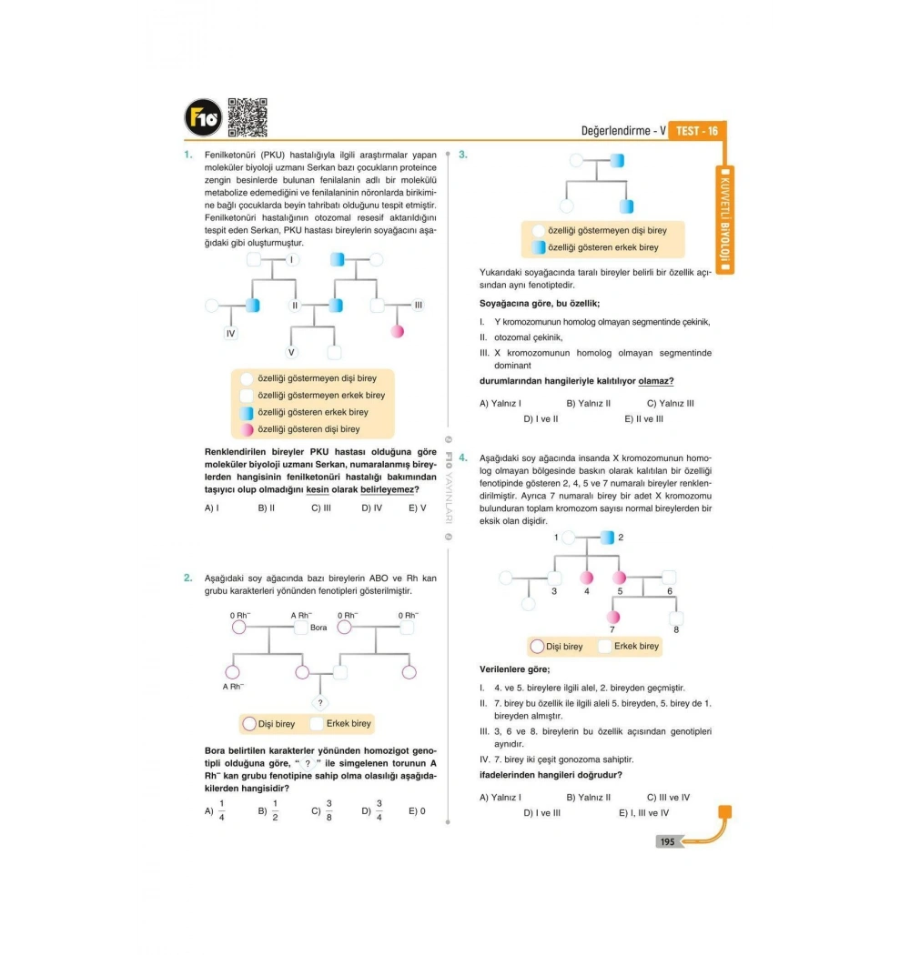 Dilek Hocayla 32 Günde Biyoloji Soru Bankası  F10 Yayınları