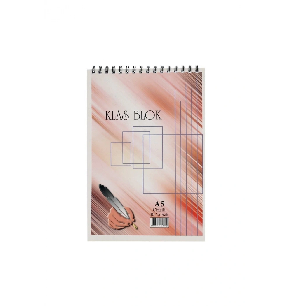 Klas Blok Üstten Spiralli Bloknot 40 Yp Çizgili A5