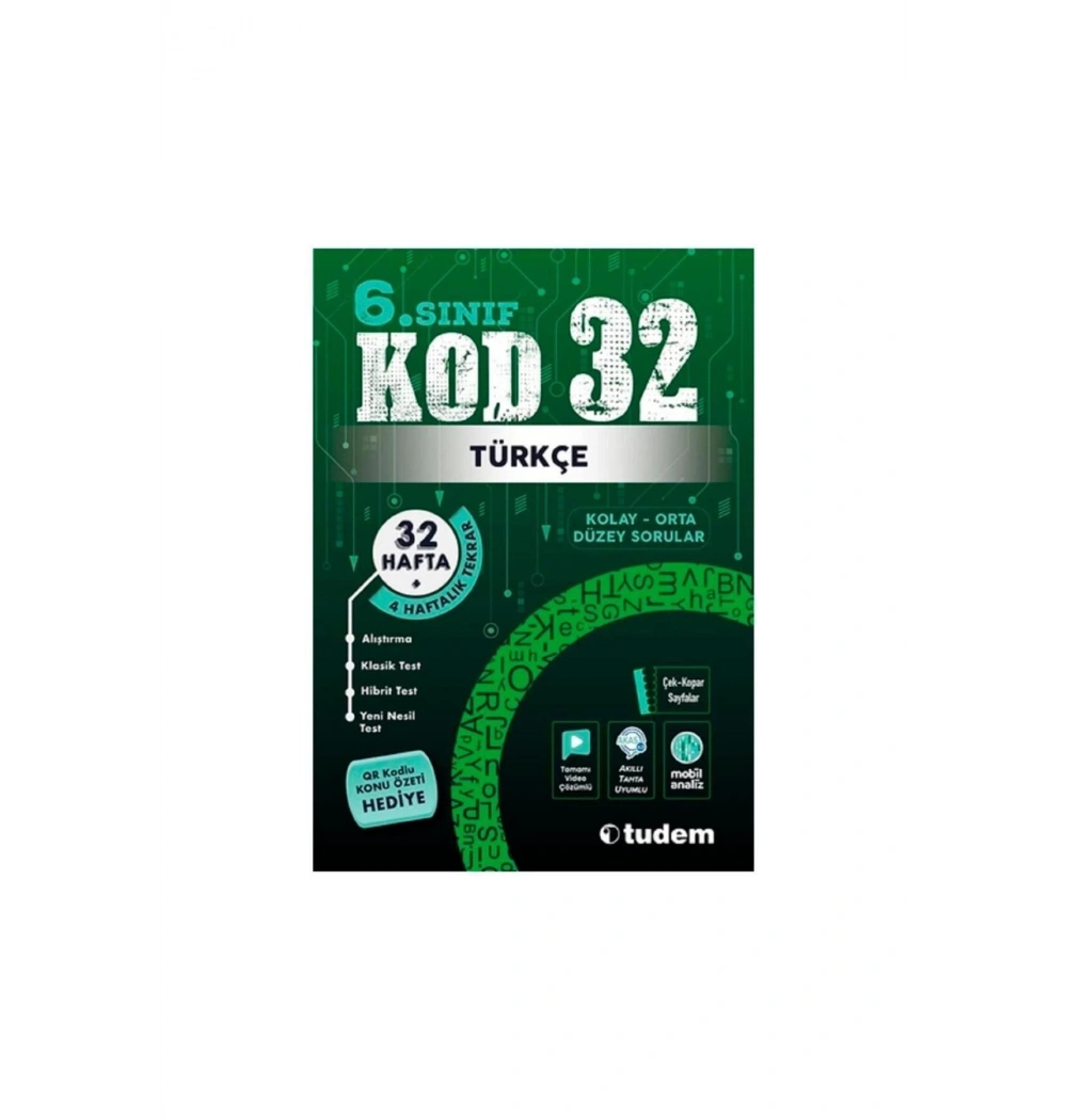Tudem 6.Sınıf Türkçe Kolay Orta Düzey Sorular Kod 32