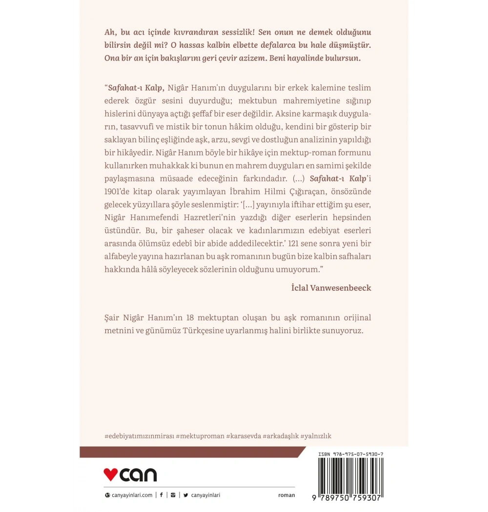 Safahatı Kalp  Şair Nigar Hanım  Can Yayın