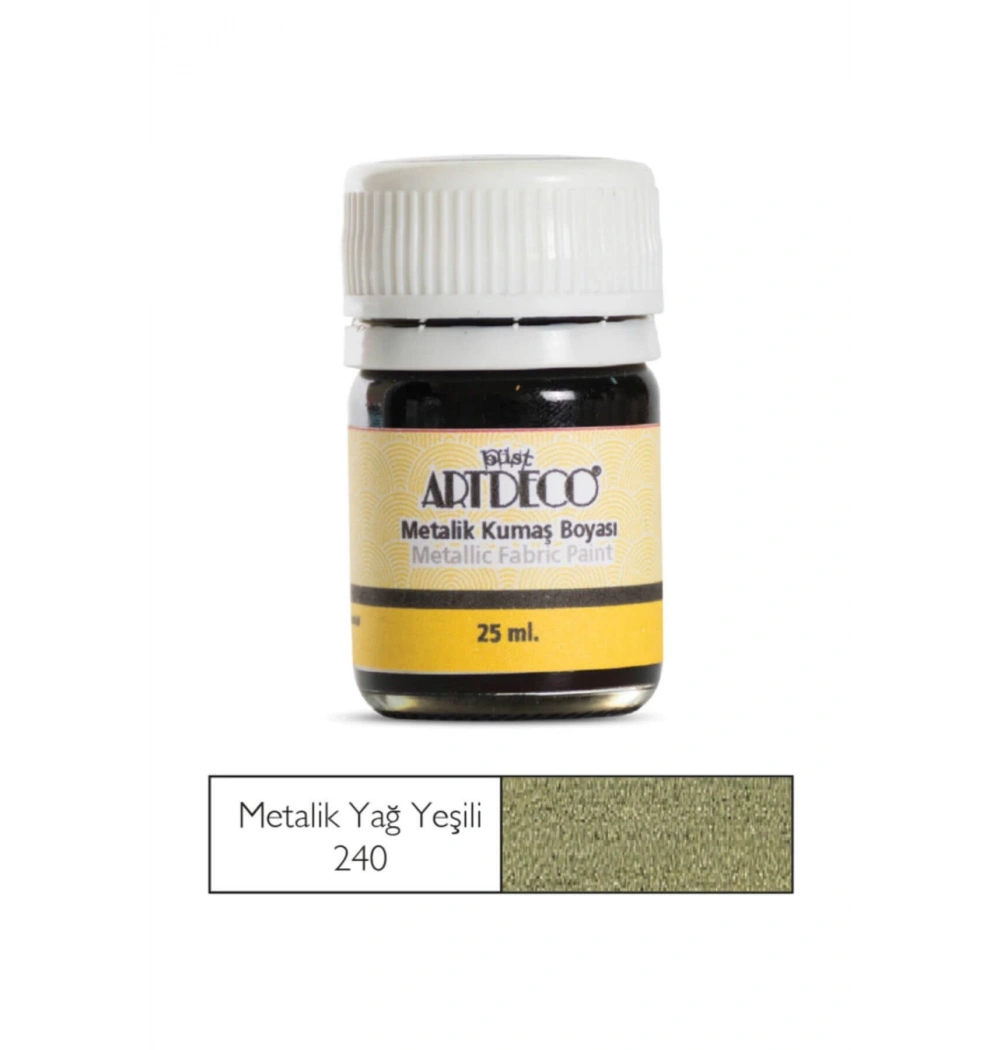 Lisans Artdeco Metalik Kumaş Boyası 25Ml. Oıl Green Yağ Yeşili  Lv-Y-011A-240