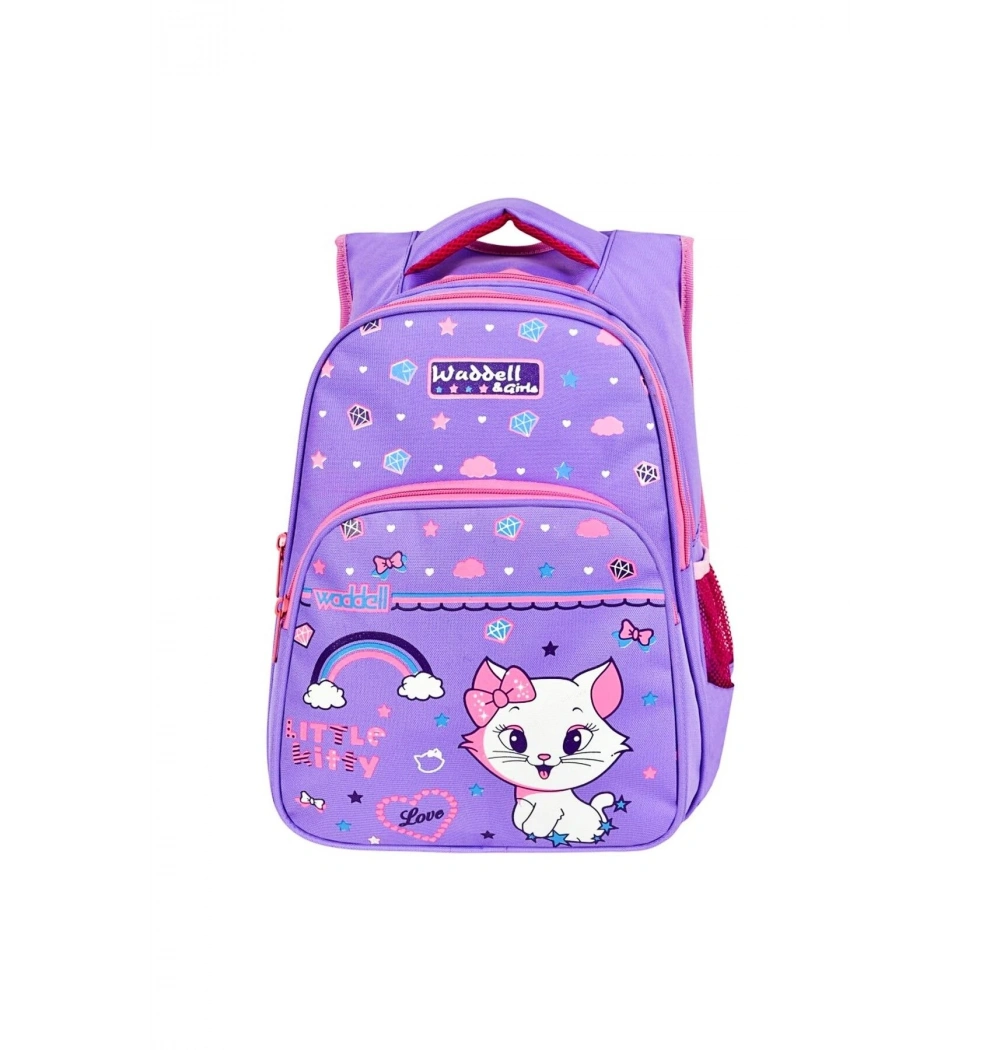 Yarasa Sırt İlkokul Çantası Lila Kedi Özkara Çanta