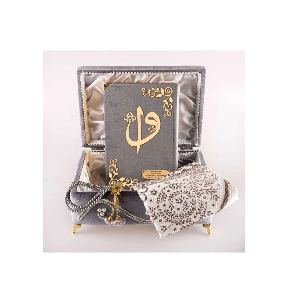 Hayrat 571 Çeyizlik Pleksili Orta Boy Kuranı Kerim Ayaklı Gri Renk