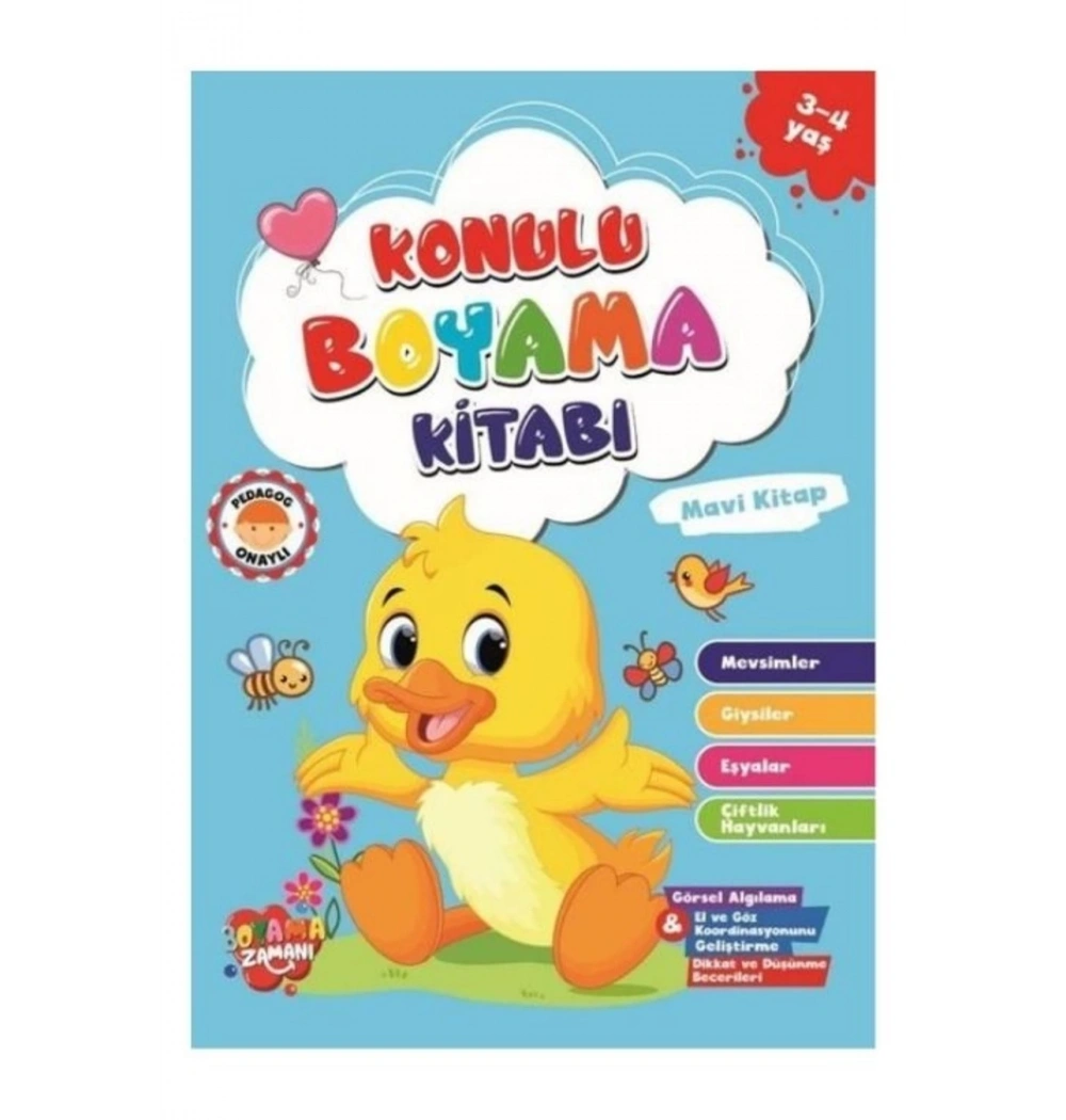 Konulu Boyama Kitabı Mavi 3-4  Yaş   Mevsim Giysi Eşya Çiftlik Hayvanları  Koloni