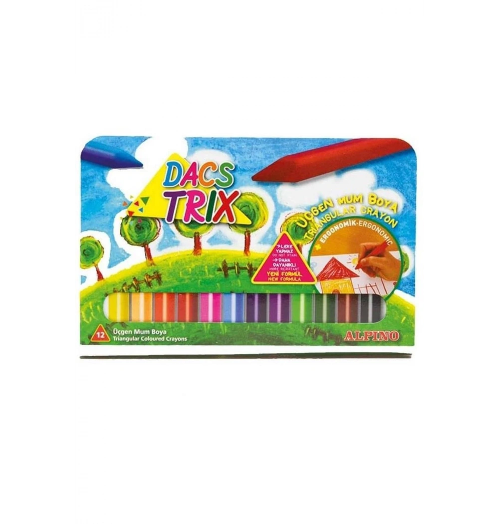 Alpino Dacstrıx Üçgen  Mum Boya 12 Renk Plastik Kutu