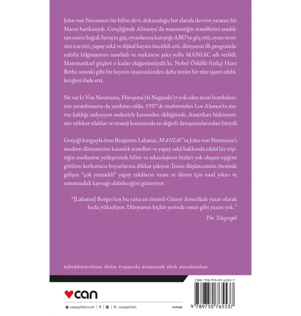 Manıac  Benjamın Labatut  Can Yayın