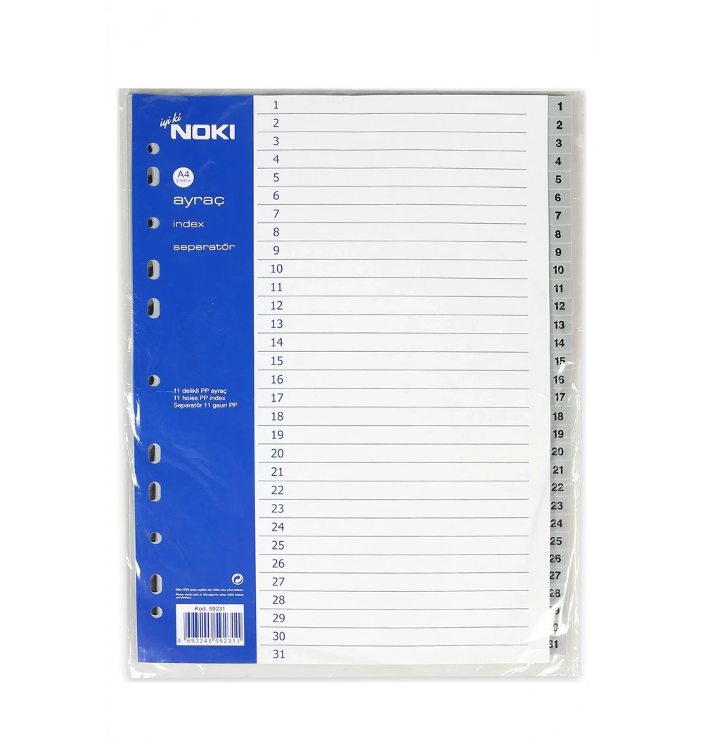 Noki Ayraç Pp 1-31 Rakam Kod:59231