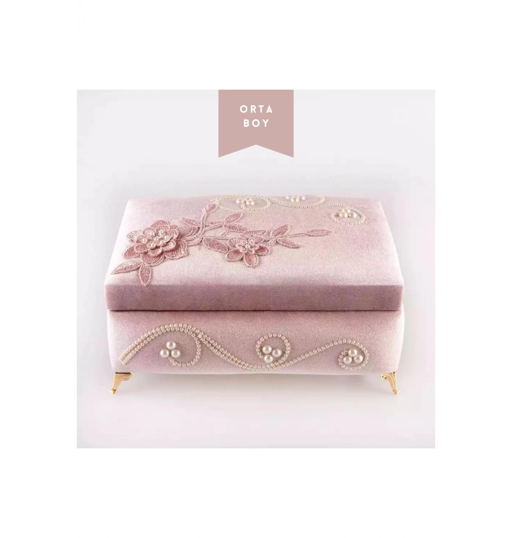 Hayrat 571 Çeyizlik Pleksili Orta Boy Kadife Kuranı Kerim Ayaklı Pembe Renk