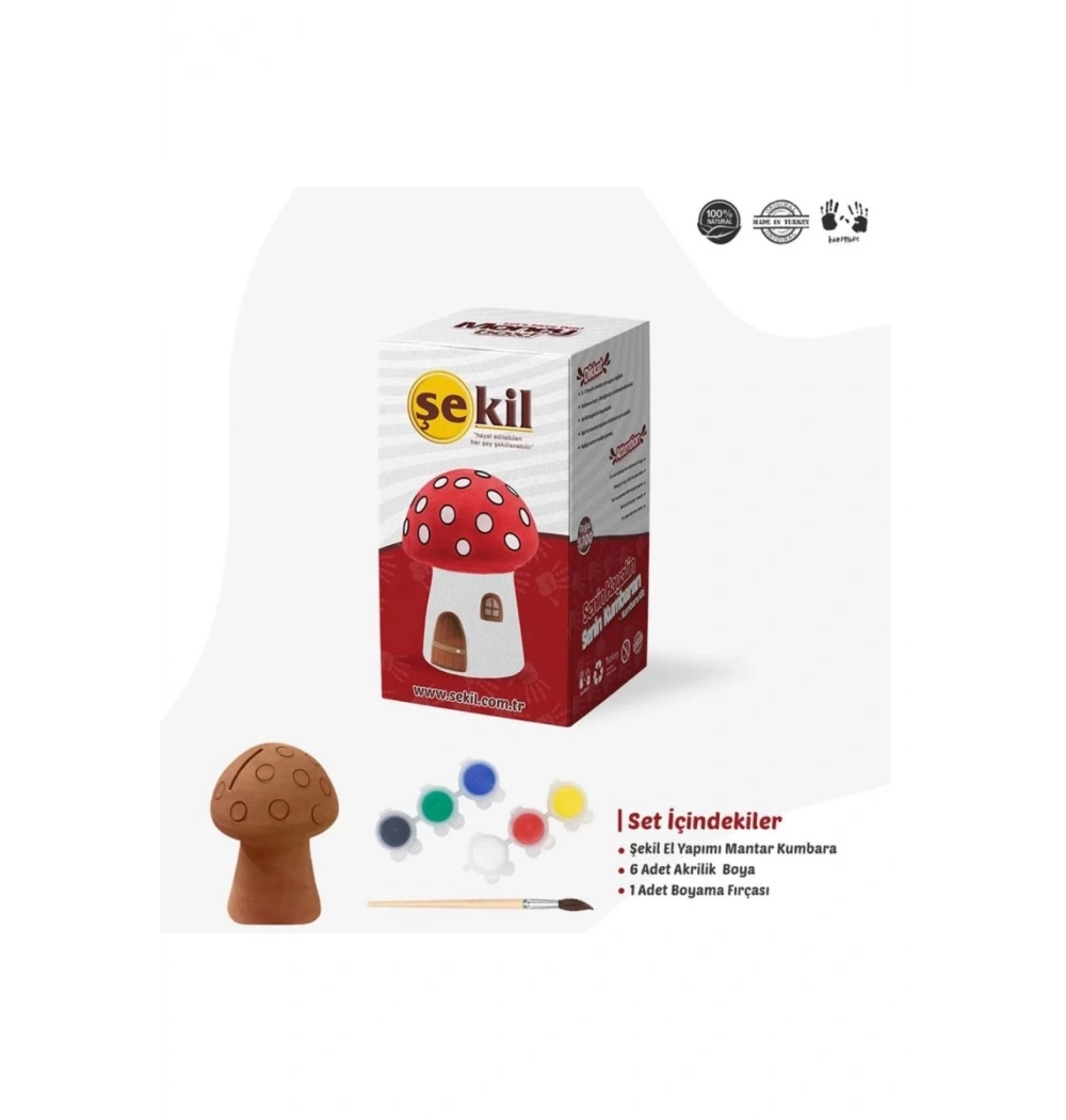 Şekil Kil Mantar Kumbara Set