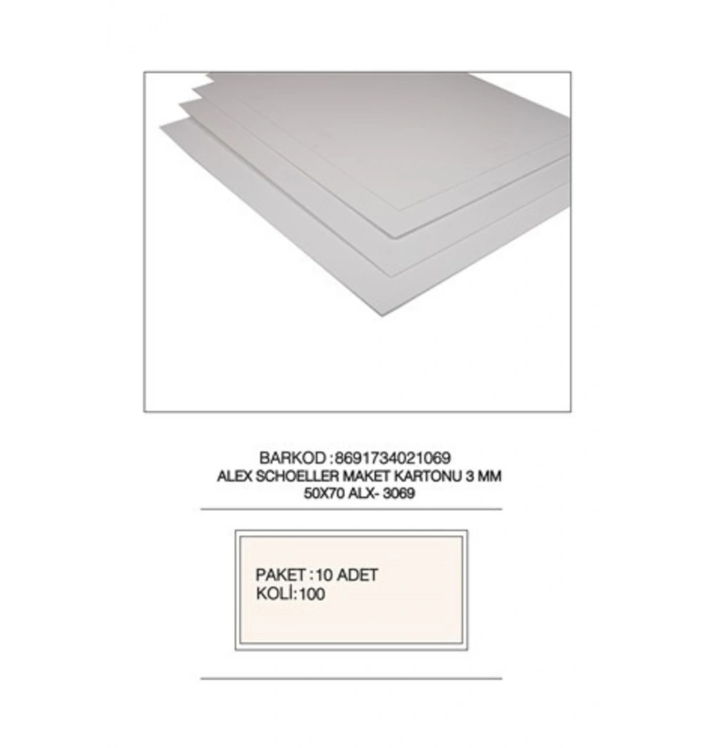 Alex 3Mm Maket Kartonu Beyaz 50X70