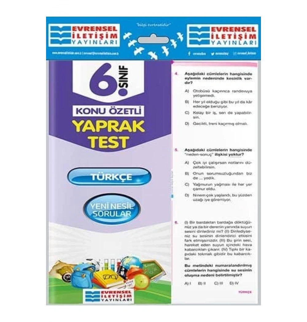 6.Sınıf Türkçe Yaprak Test   Evrensel