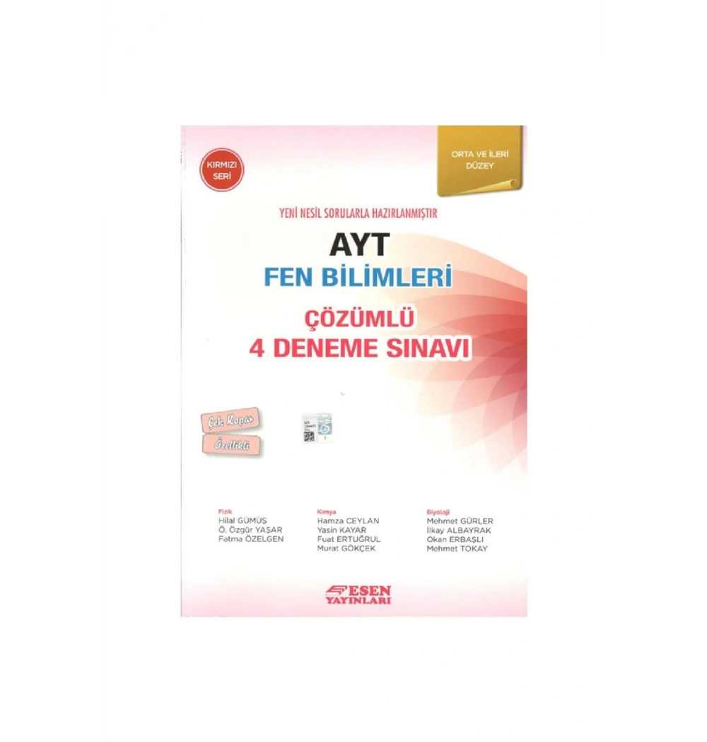 Ayt Fen Bilimleri Çözümlü 4 Deneme Kırmızı Seri Orta İleri Düzey Esen