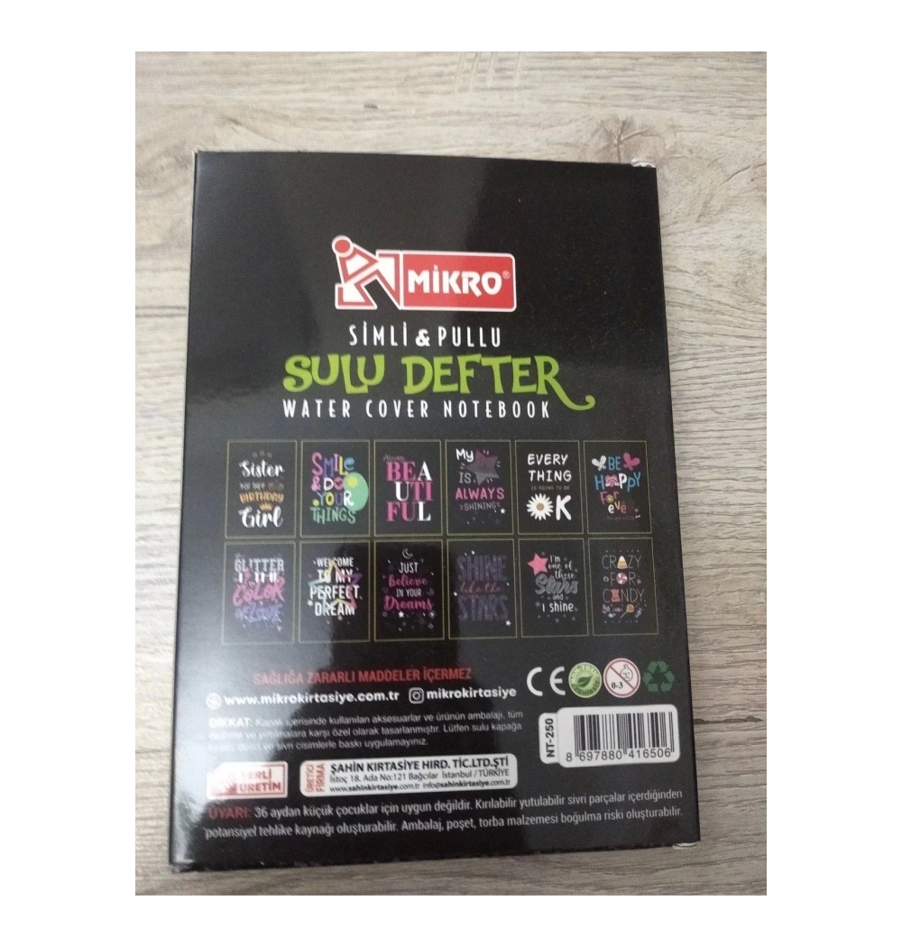 Mikro Nt-250 Siyah Kapak Simli Pullu Sulu Defter