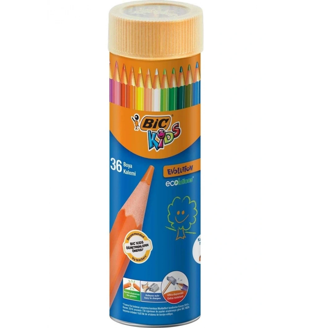 Bic Evolutıon Kuru  Boya Kalemi 36 Lı Metal Tüp     Kod:968491