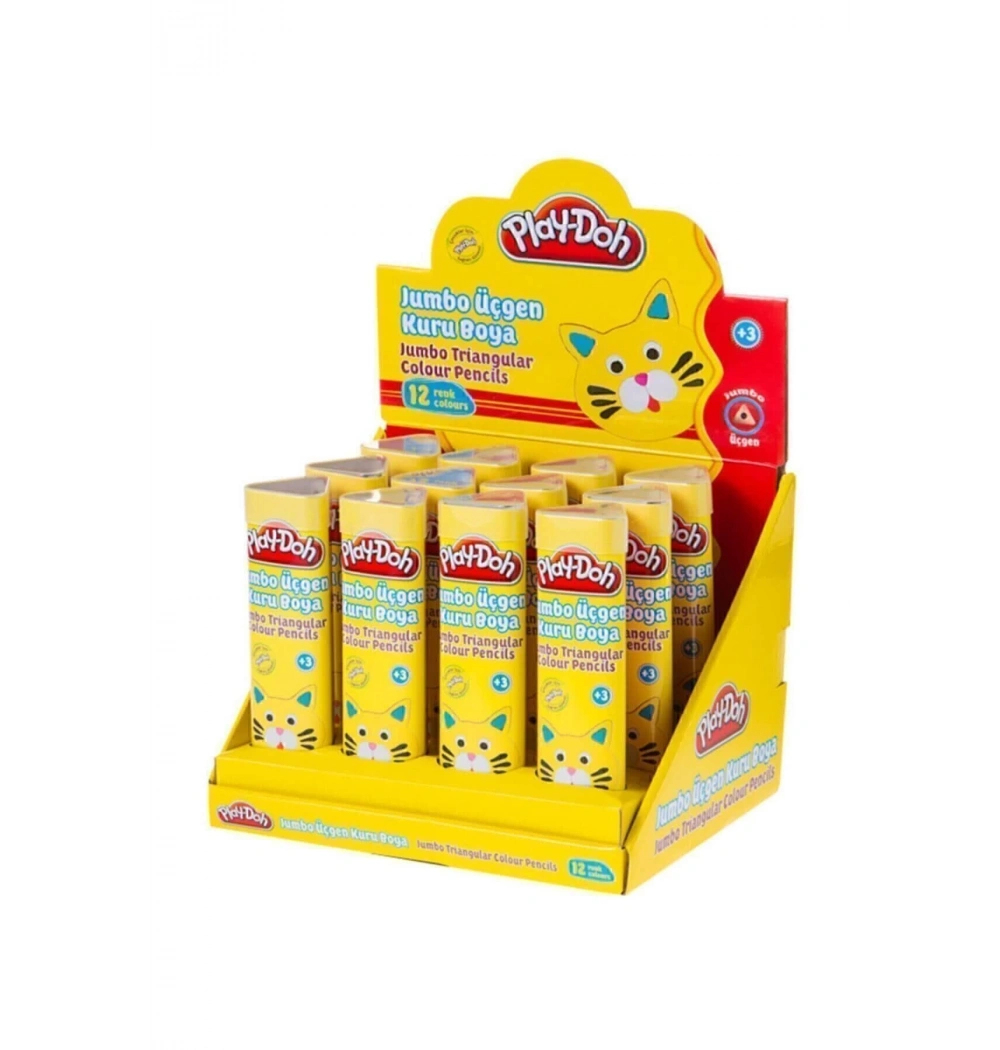Play-Doh Kuru Boya Jumbo Üçgen 12 Renk Tüp Ku006