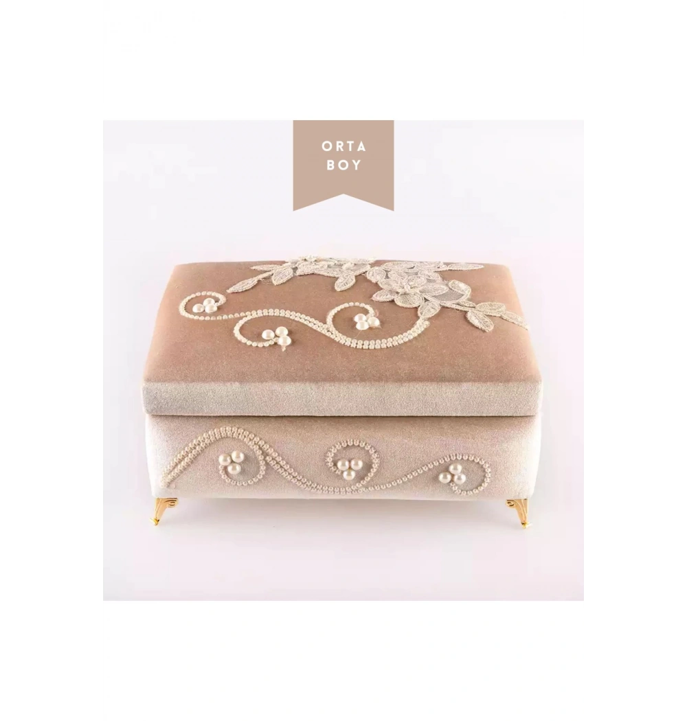 Hayrat 571 Çeyizlik Pleksili Orta Boy Kadife Kuranı Kerim Ayaklı Vizon