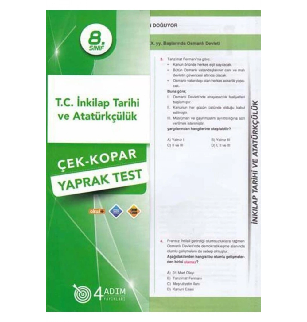 8. Sınıf İnkilap Tarihi Yaprak Test 4 Adım