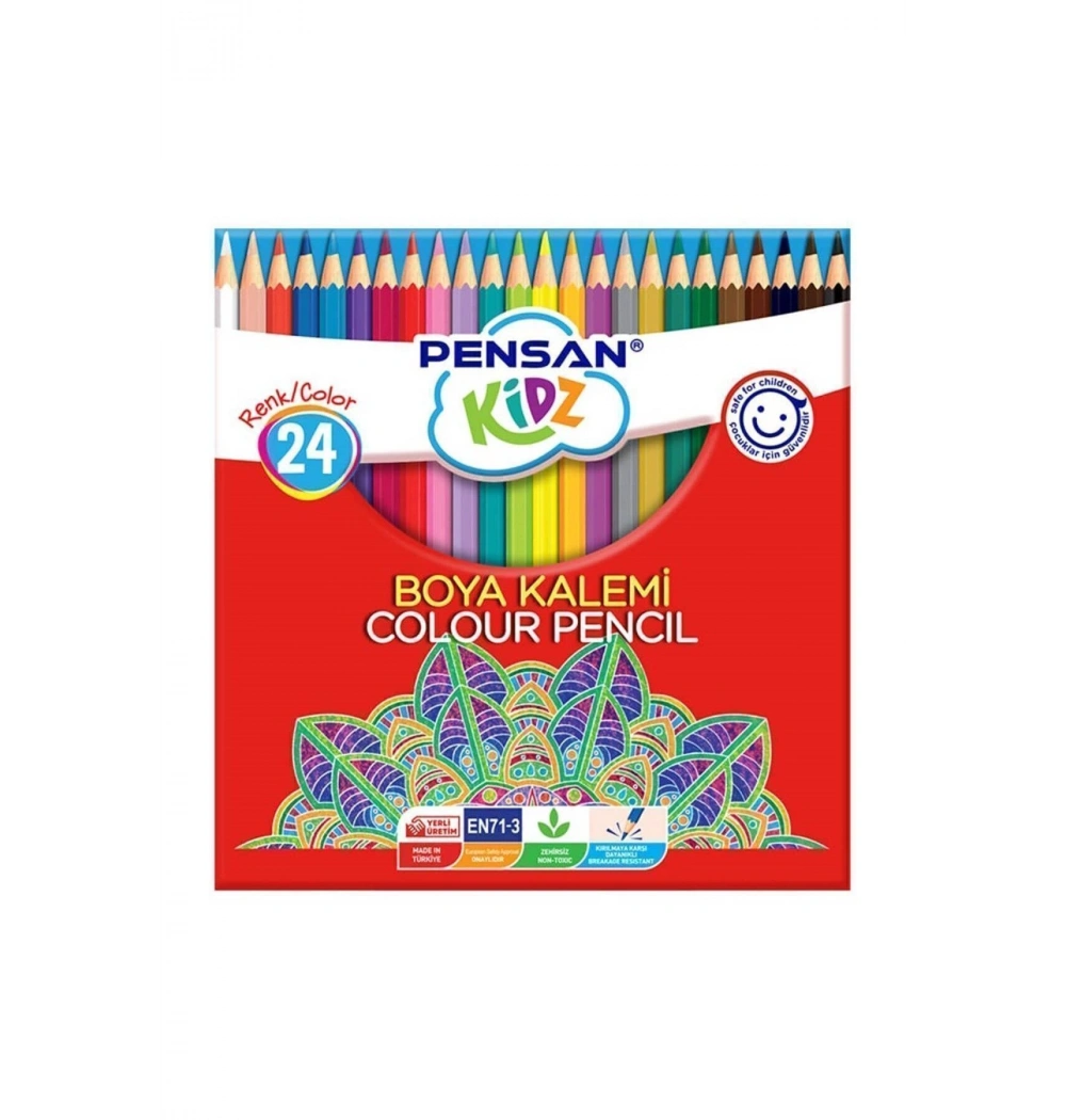 Pensan Kidz Kuruboya Kalemi 24 Renk Tam Boy