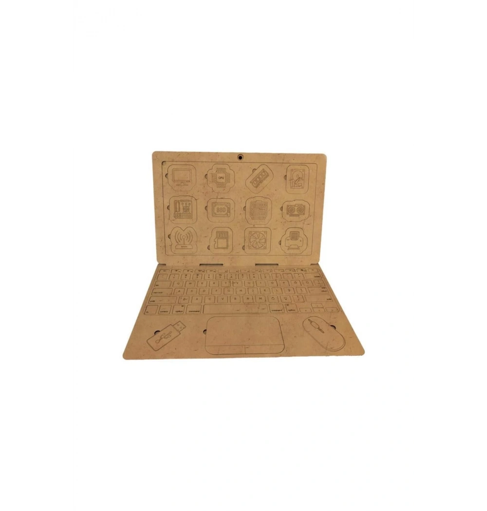 Leptop Eğitime Yardımcı Boyanabilir  Ahşap Zeka Oyuncağı 4+ Yaş Ve Üzeri Moonbeavers
