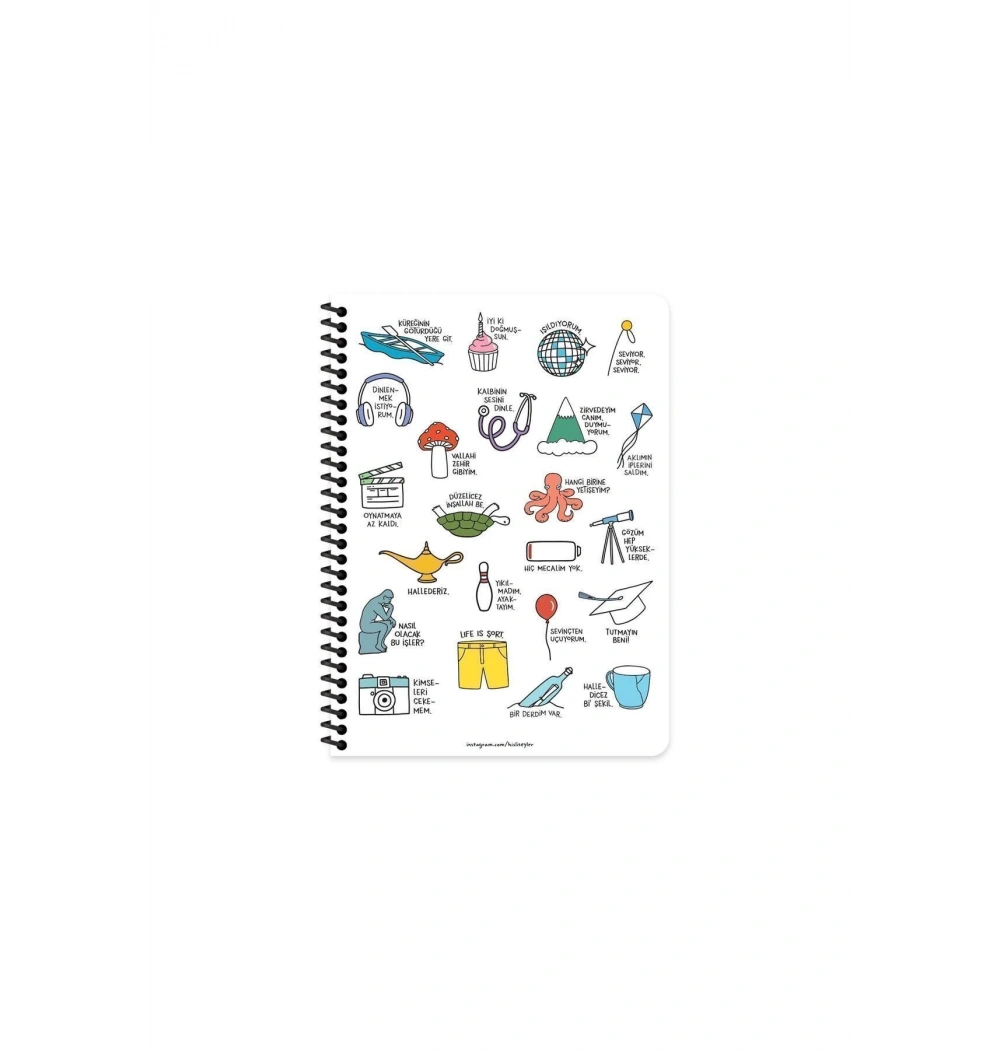 Keskin Color Hisli Şeyler 16.5 * 22,5  80Yp.Çizgili Spiralli Stickerli Defter - Hallederiz
