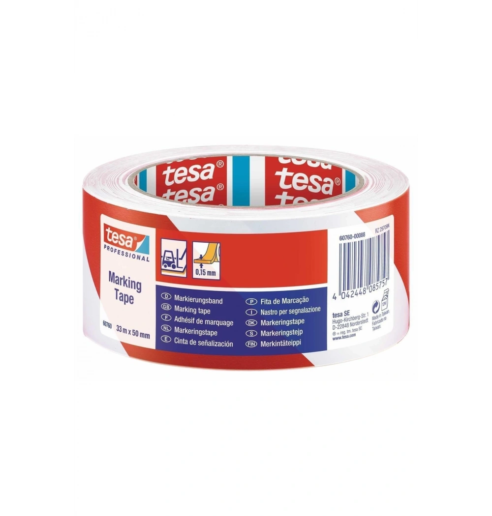 Tesa Yer İşaretleme Çizgili İkaz Bandı Kırmızı-Beyaz Kod:0009215