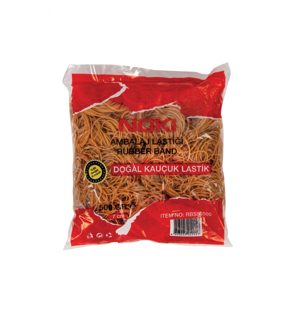 Noki Ambalaj Lastiği %80 Kauçuk 7 Cm 500 Gr Poşet Kod:Rbs80500