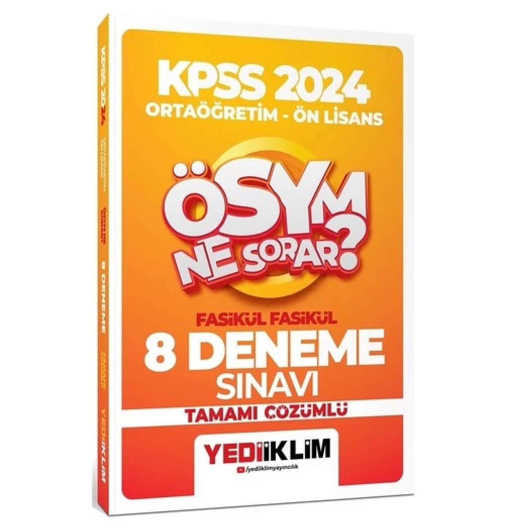 Kpss 2024 Ortaöğretim Önlisans 8 Fasikül Çözümlü Deneme  Yediiklim