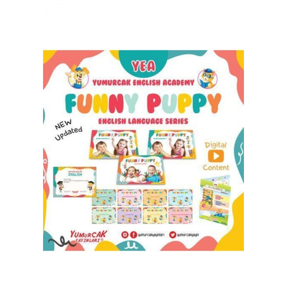 FUNNY PUPPY okul öncesi İNGİLİZCE EĞİTİM SETİ 36-60 ay YUMURCAK yayın