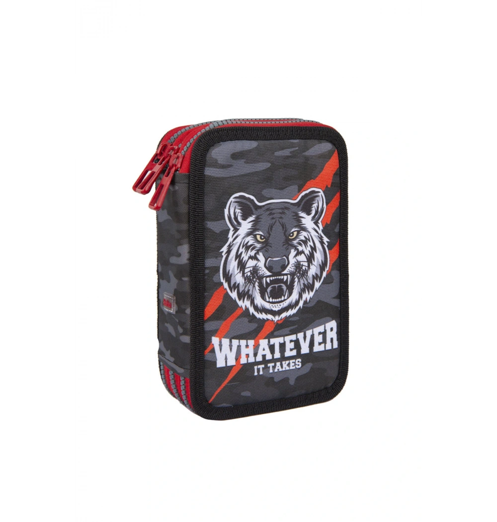 HOALAA 3 GÖZLÜ KALEM ÇANTASI DOLU TİGER ATLAS