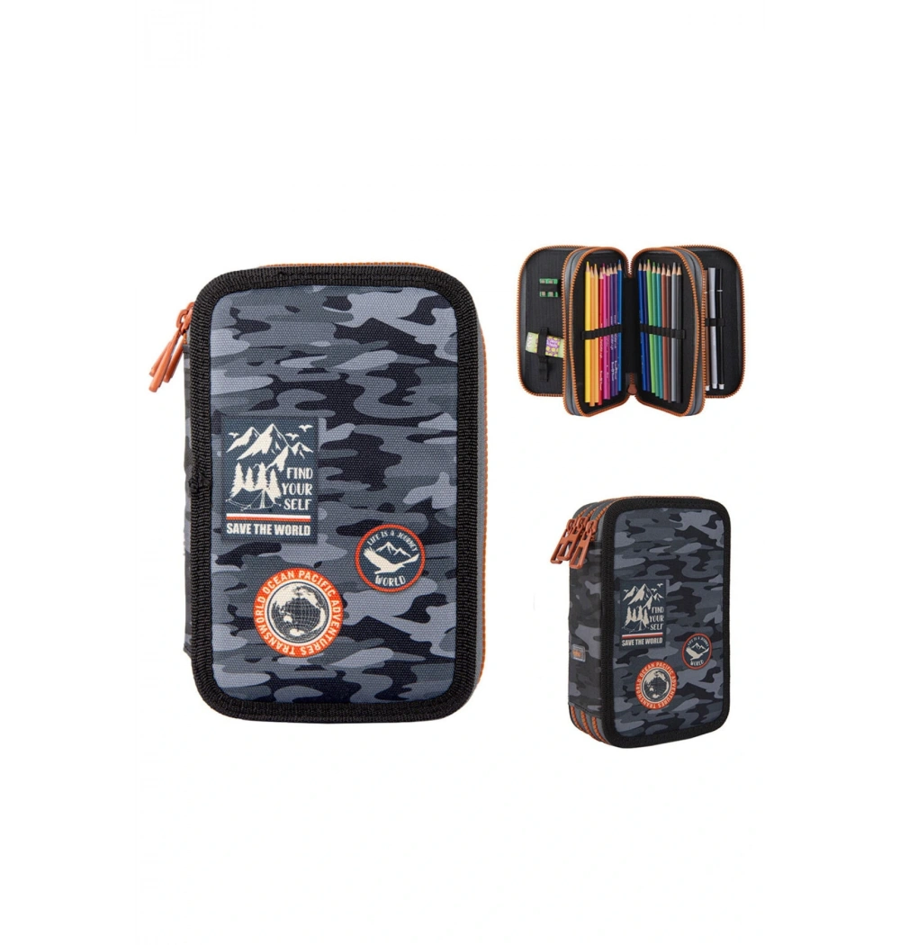 HOALAA 3 GÖZLÜ KALEM ÇANTASI DOLU SAVE THE WORLD ATLAS