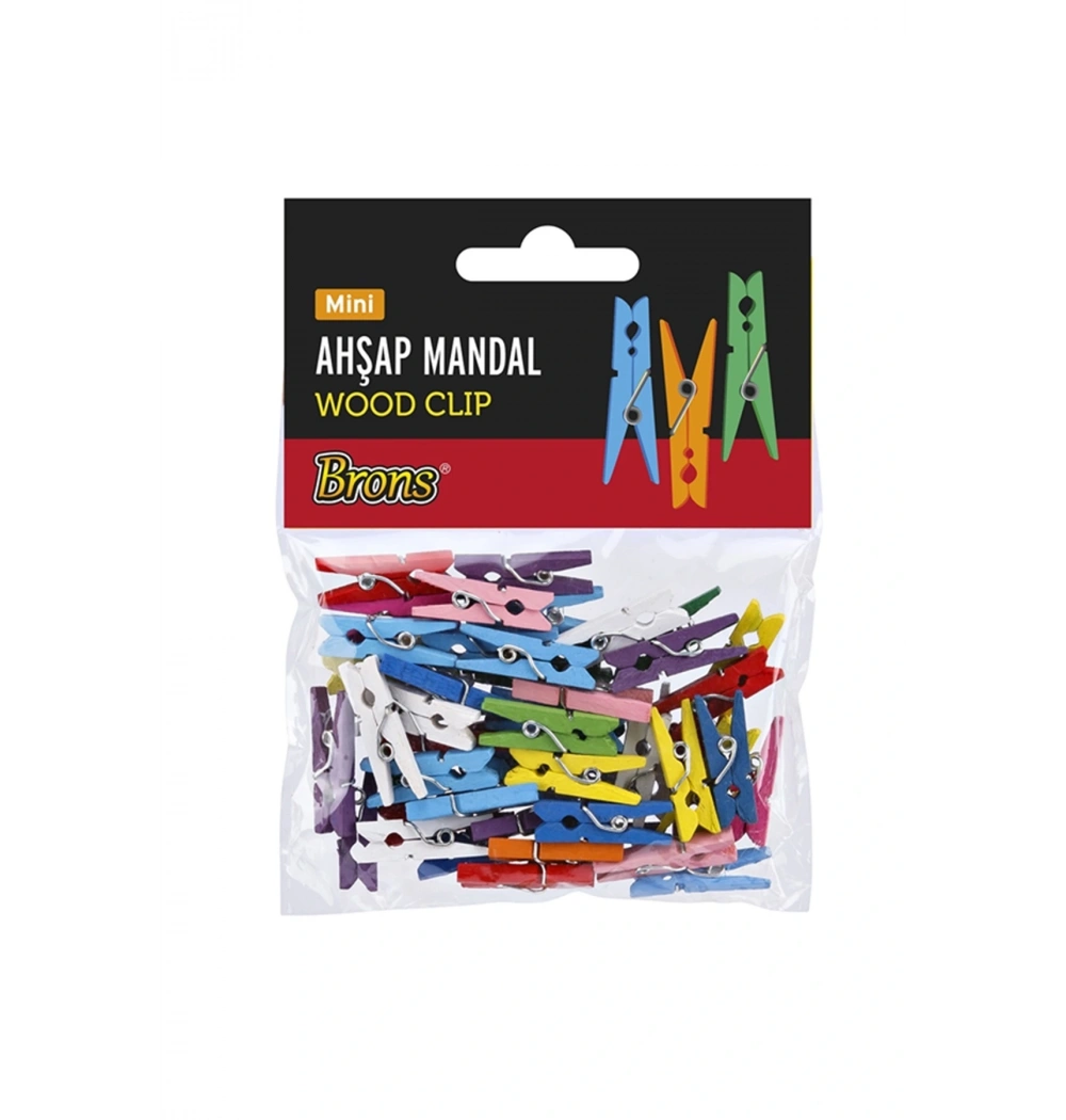 Brons Ahşap Mandal Renkli Mini Br-908