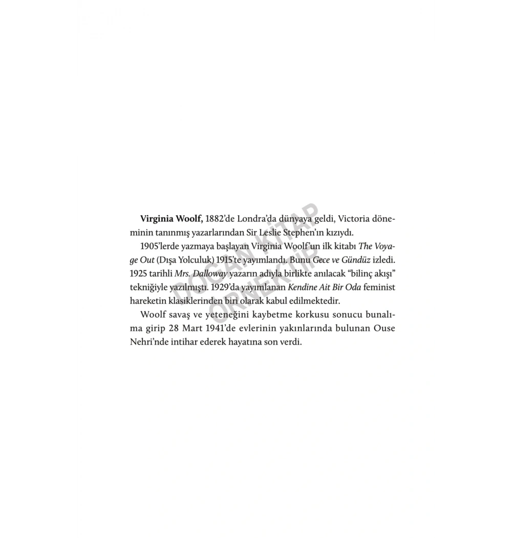 KENDİNE AİT BİR ODA VİRGİNİA WOOLF DOĞAN KİTAP
