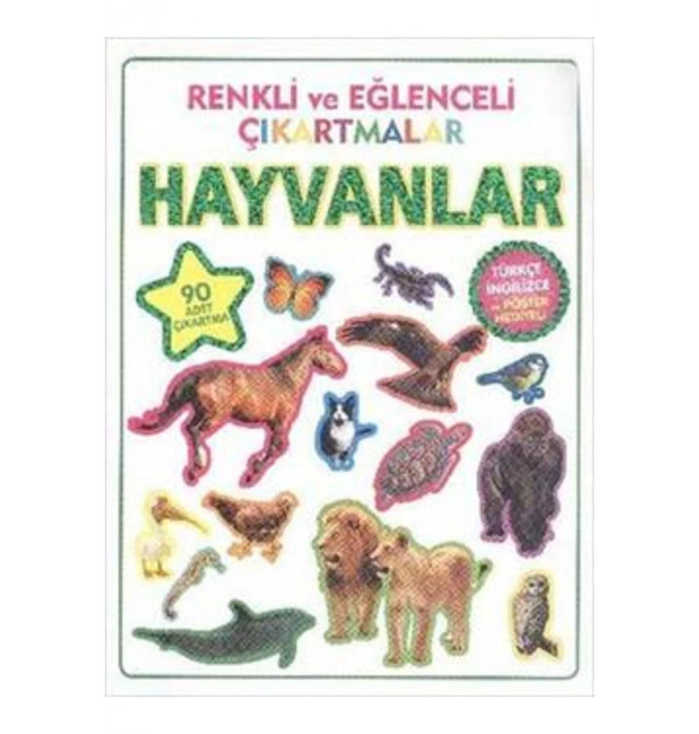 Renkli Ve Eğlenceli Çikartmalar Hayvanlar Parıltı