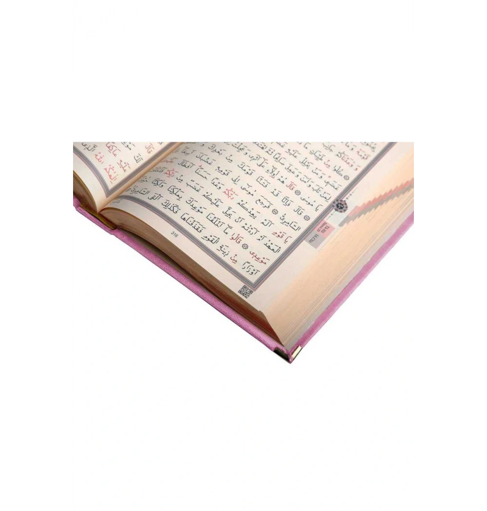 HAYRAT RAHLE BOY KADİFE KURANI KERİM ELİF VAV PEMBE RENKLİ
