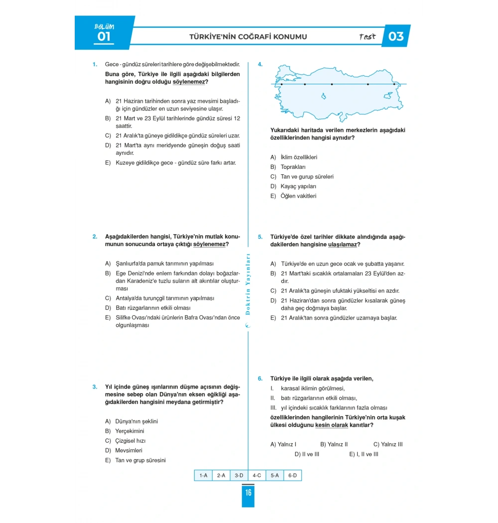 KPSS 2026 COĞRAFYANIN DOKTRİNİ SORU BANKASI DOKTRİN