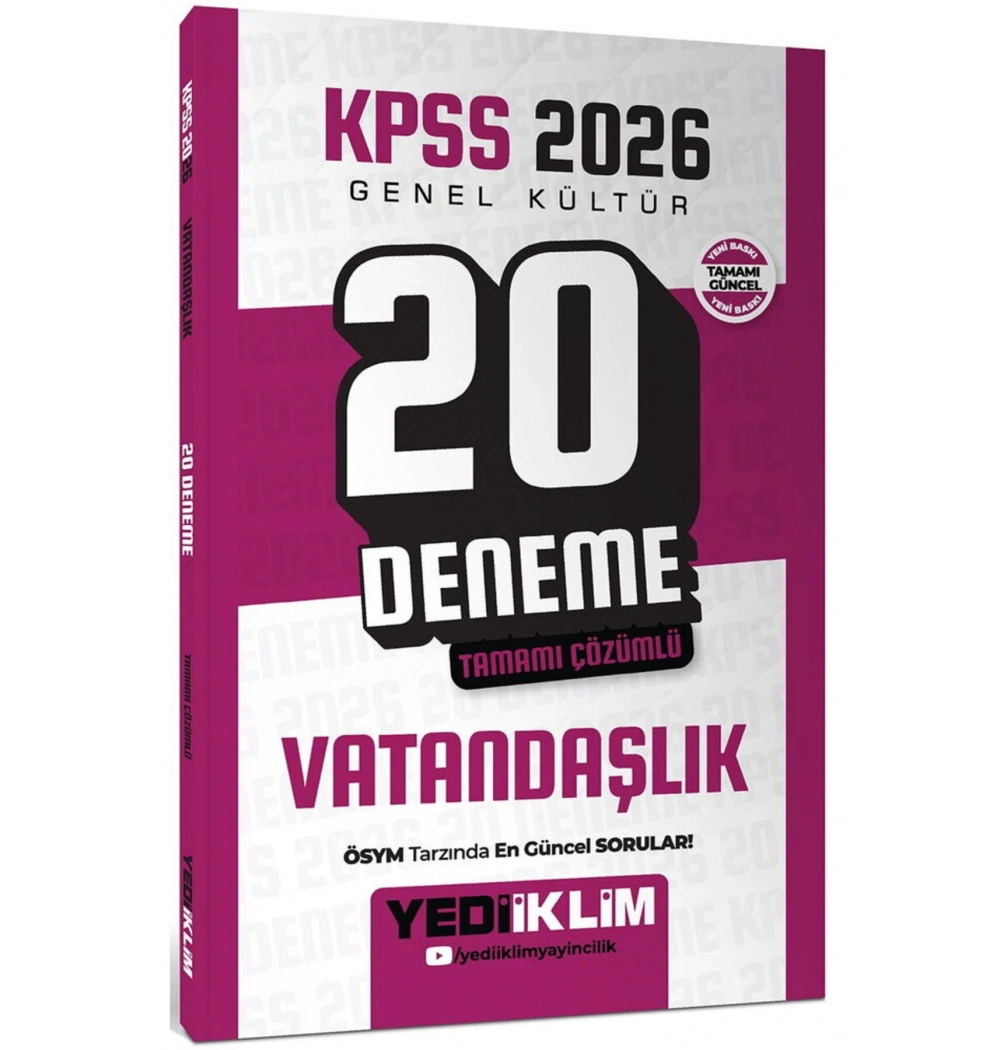 Kpss 2026 Gk Vatandaşlık 20 Çözümlü Deneme Yediiklim