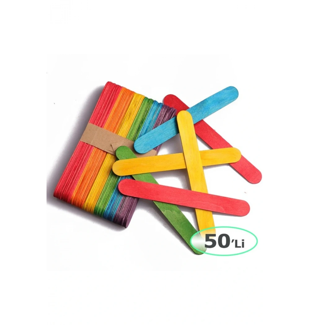U4  AHŞAP  GENİŞ ÇUBUK RENKLİ ABESLANG 50 Lİ U4-1466