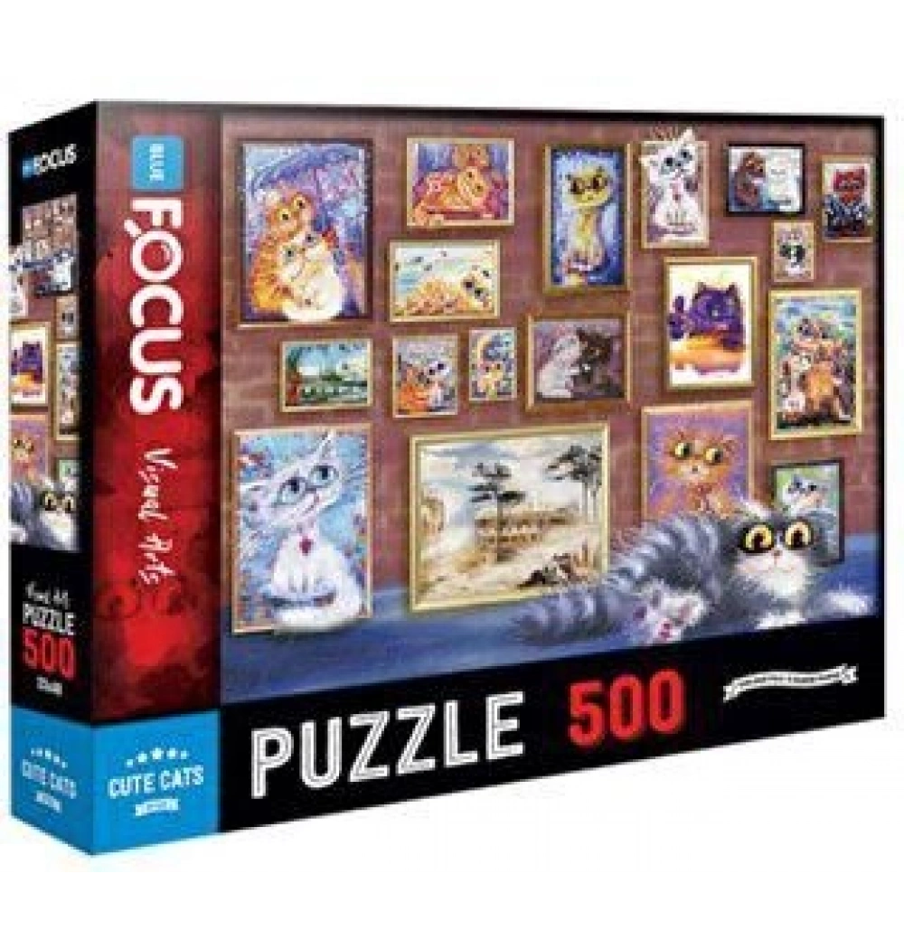 Cute Cats Puzzle 500 Parça Mavi Lale