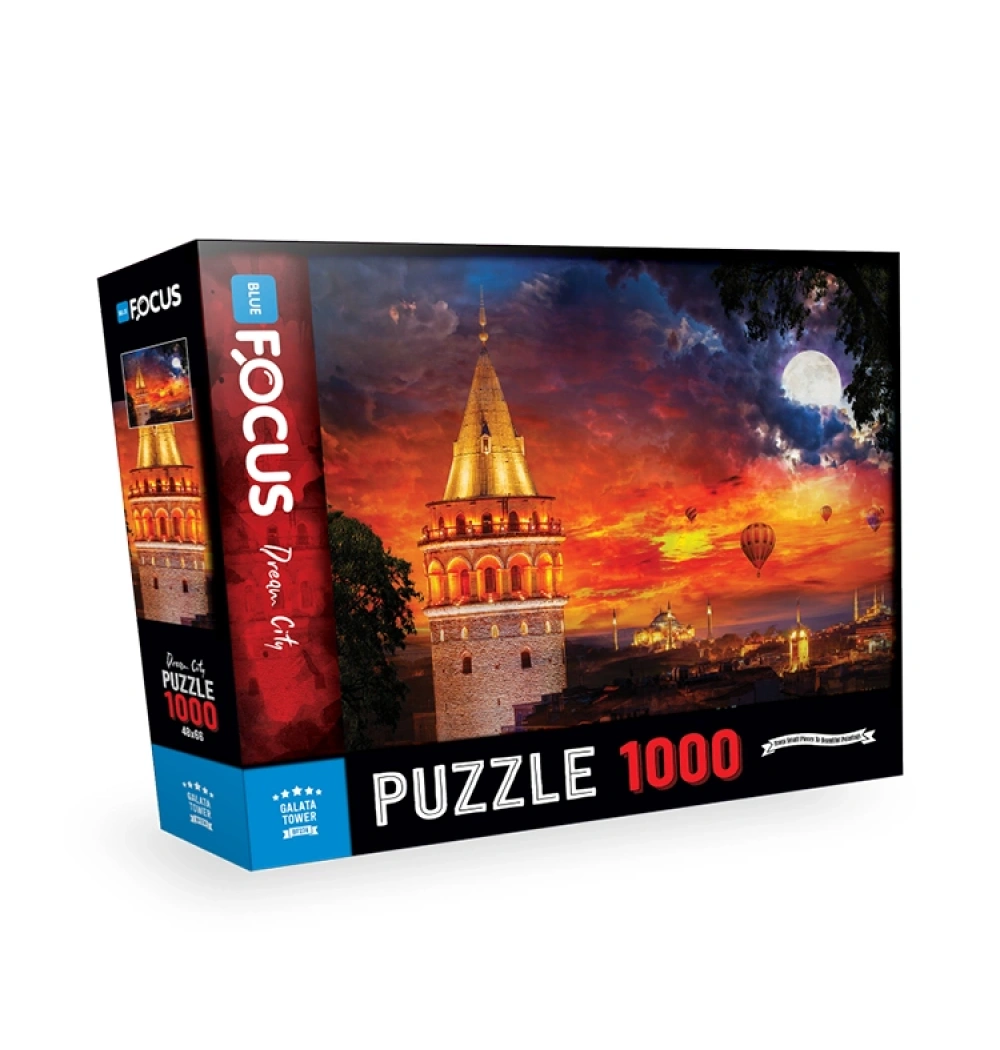 Galata Tower Puzzle 1000 Parça Mavi Lale