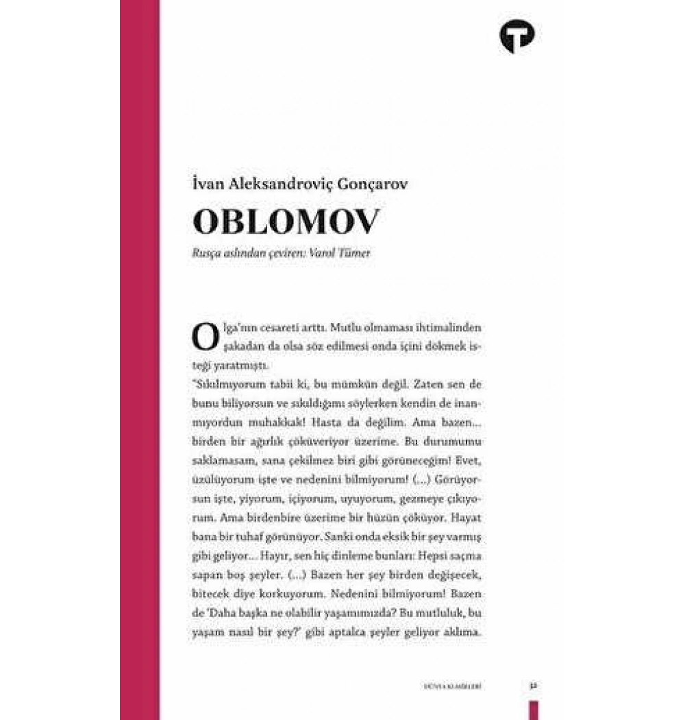 Oblomov Ivan Aleksandroviç Gonçarov Turkuvaz