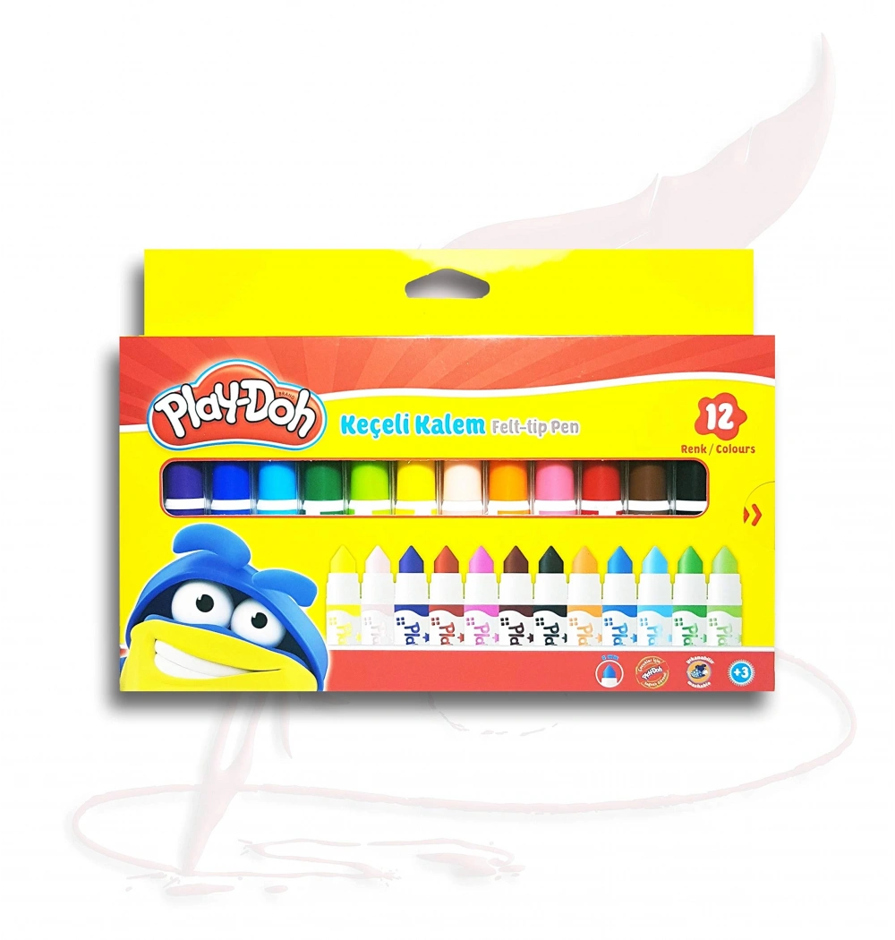 Play-Doh Mini Jumbo Keçeli Kalem 12 Renk 8 Mm. Karton Kutu- Ke008
