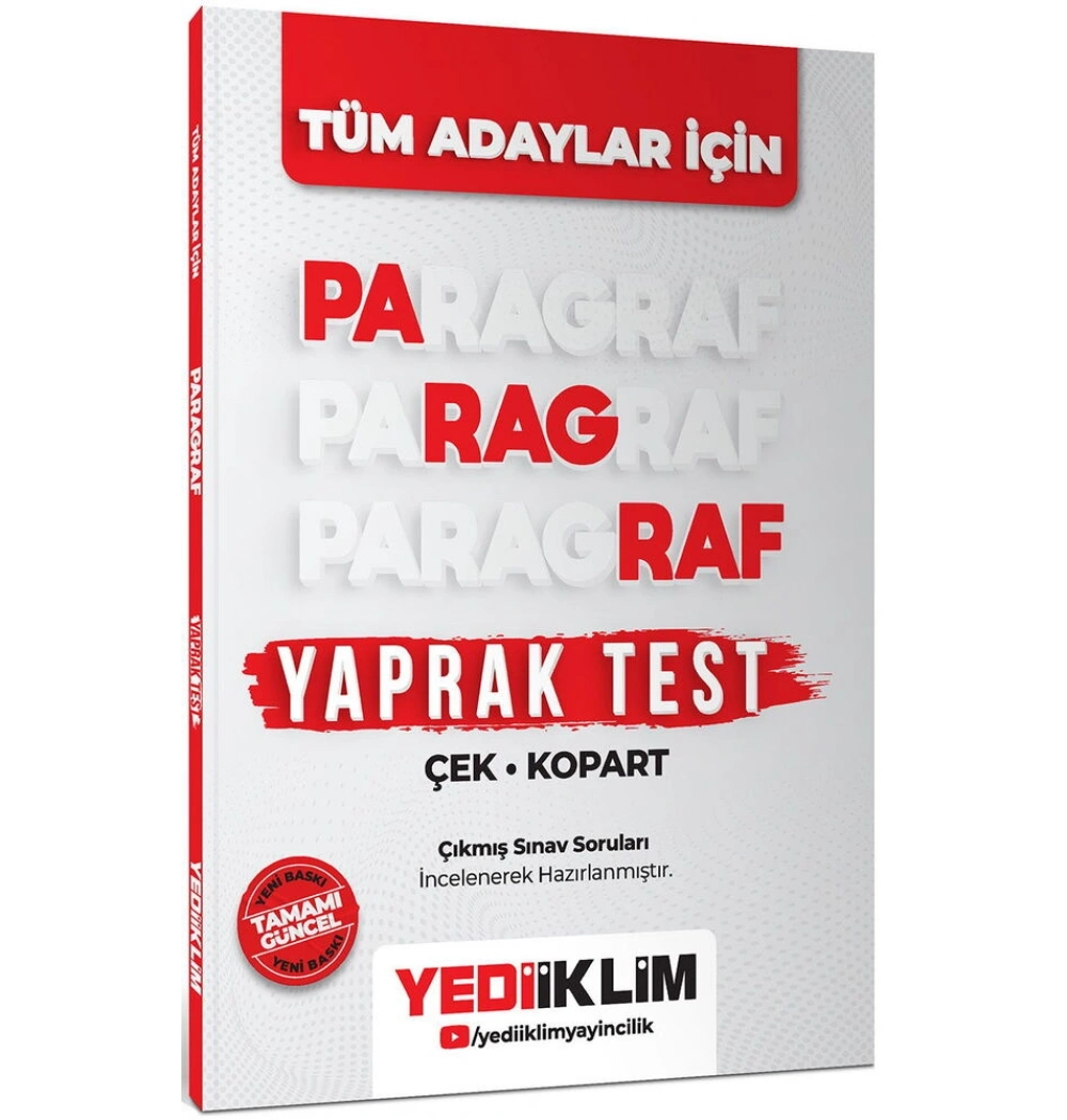 TÜM ADAYLAR İÇİN PARAGRAF YAPRAK TEST YEDİİKLİM
