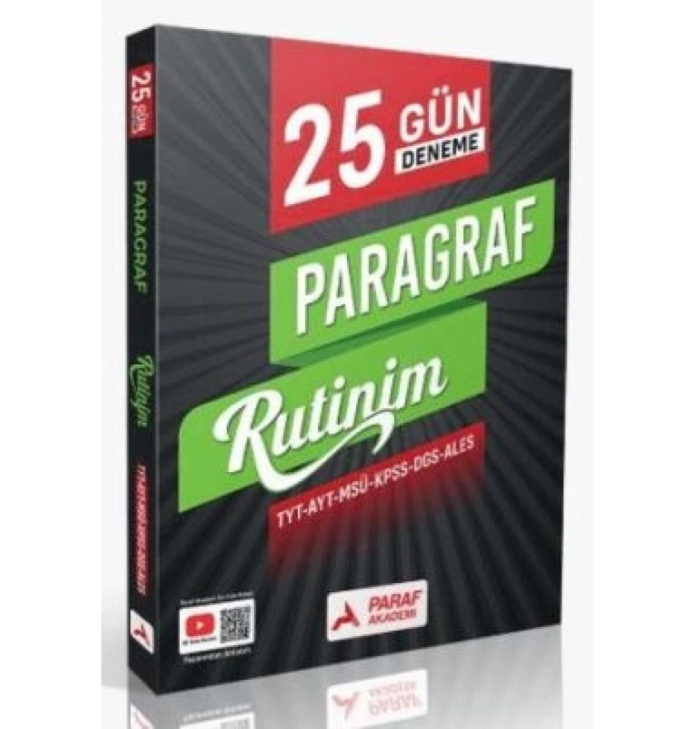 Paraf 25 Gün Deneme Paragraf Rutinim Tyt Ayt Msü Kpss Dgs Ales