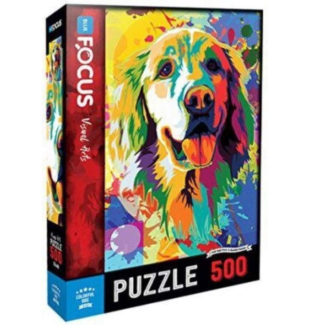 Colorful Dog Puzzle 500 Parça Mavi L