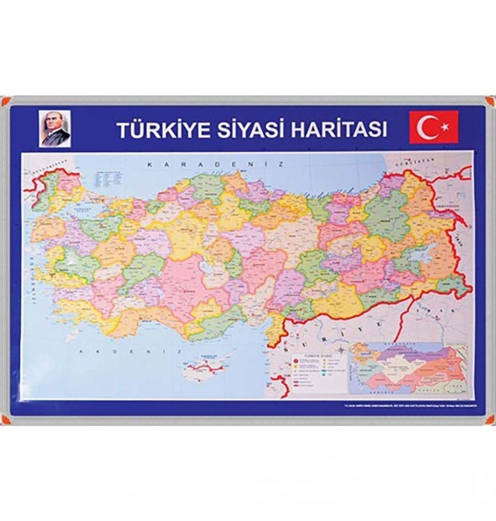 Panda Türkiye Siyasi Haritasi (70x100) Alüminyum Çerçeve 401