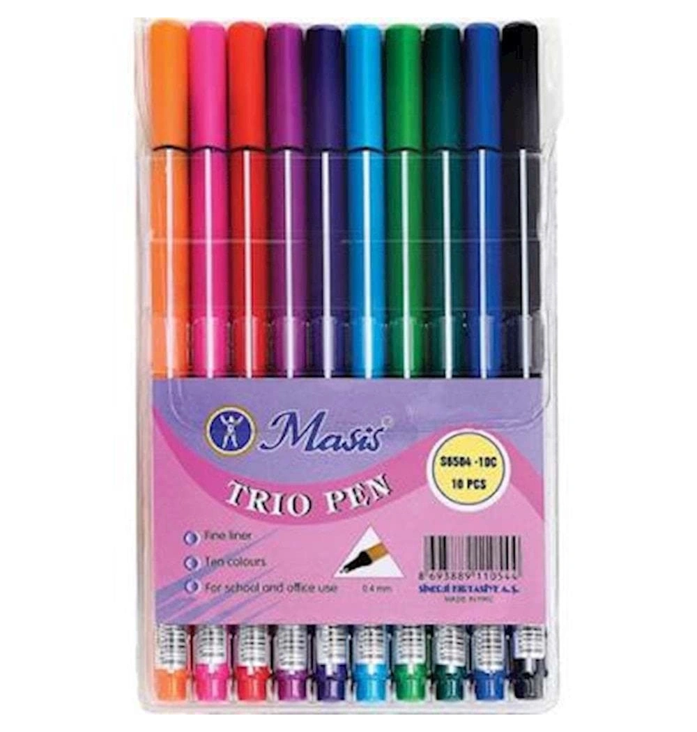 Masis Trıo Pen Keçeli Kalem 10-Lu Karışık