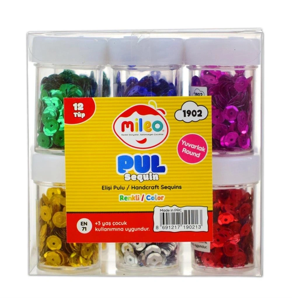 MAS MİLEO 1902 ELİŞİ PULU KARIŞIK RENKLER 6 GR TÜP YUVARLAK