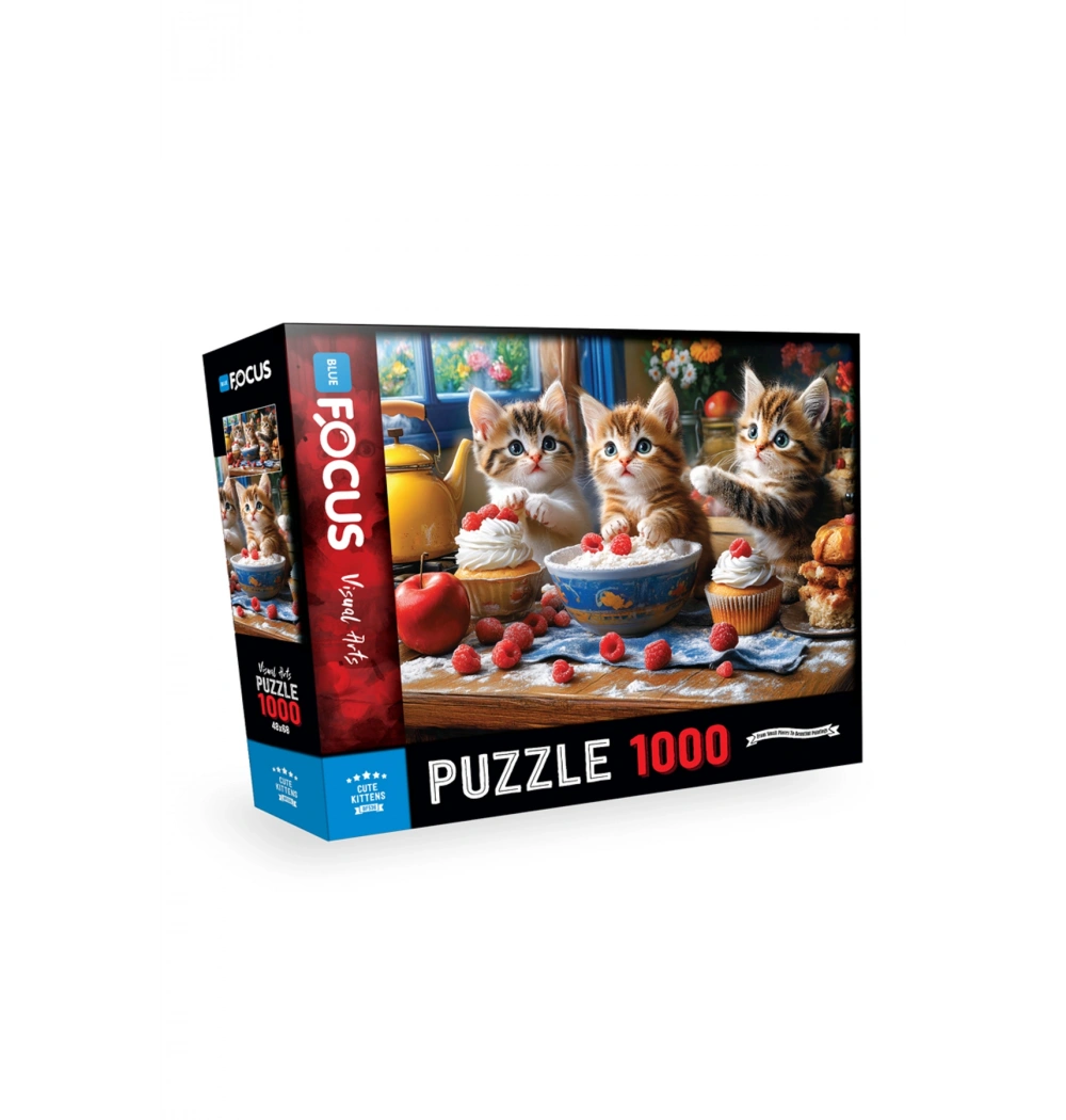 Cute Kittens Sevimli Kedicikler Puzzle 1000 Parça Mavi Lale