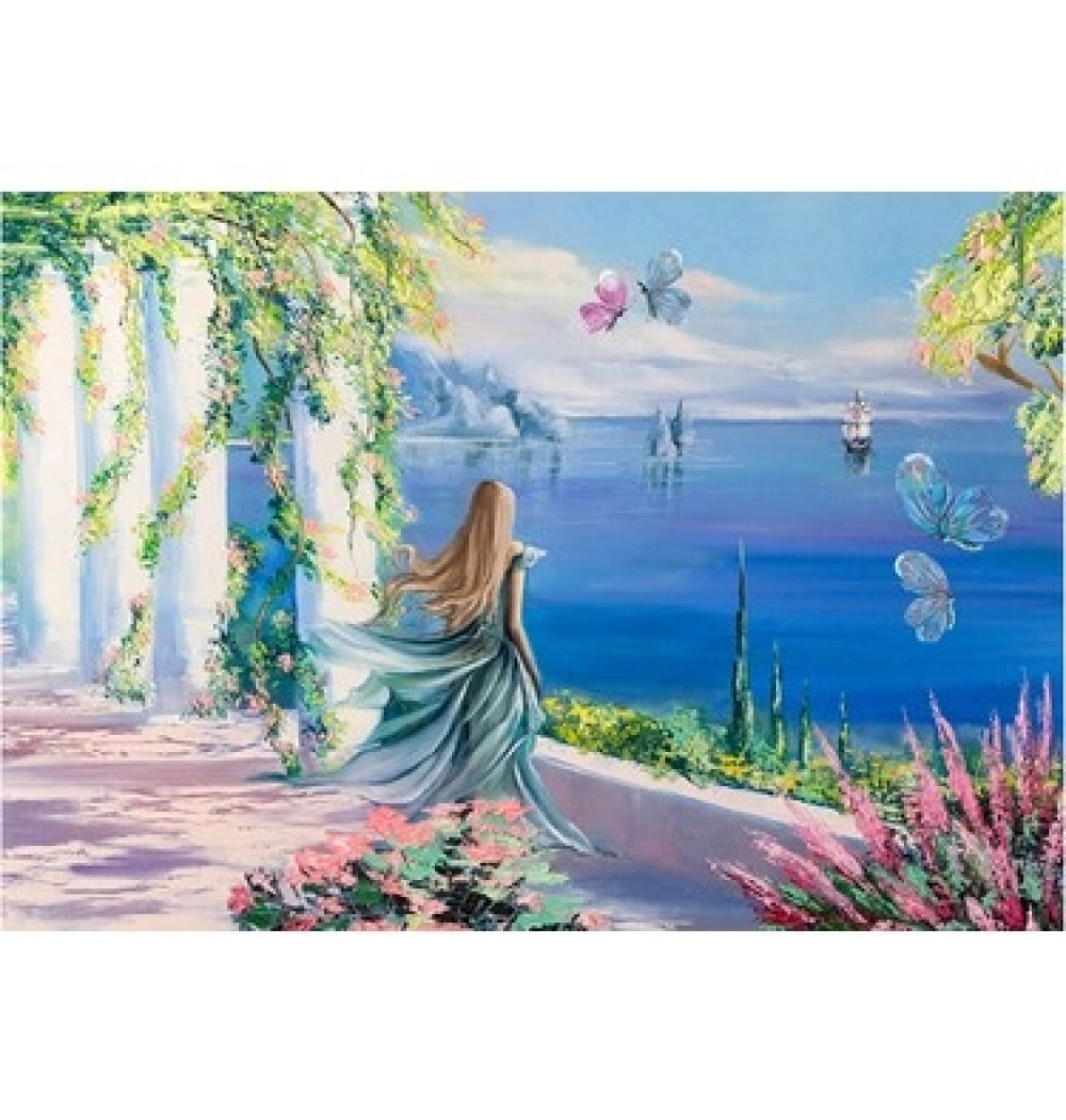Lonely Girl Puzzle 500 Parça Mavi Lale